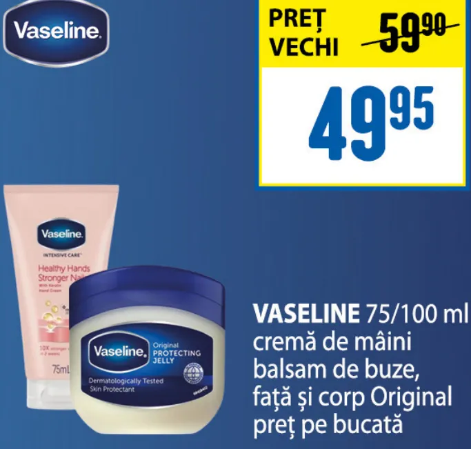 Vaseline, 75/100 мл, крем для рук, бальзам для губ, обличчя та тіла Original, ціна за штуку