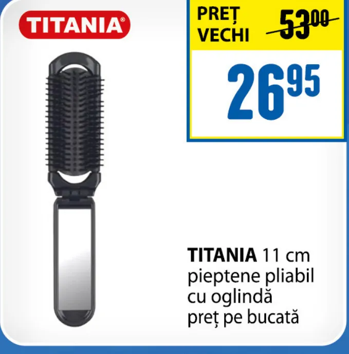 Складная расчёска с зеркалом TITANIA, 11 см, цена за штуку