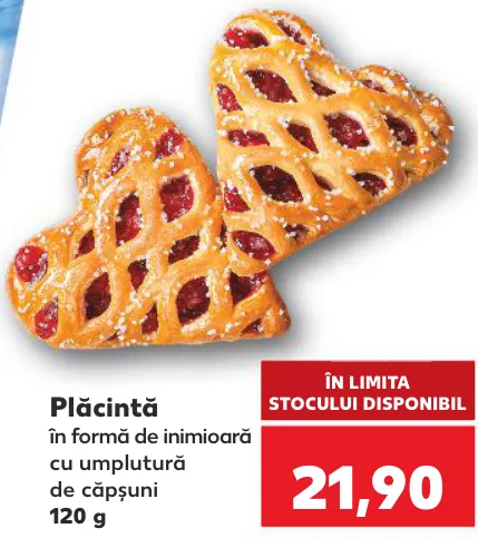 Плацинда в форме сердца с клубничной начинкой, 120 г