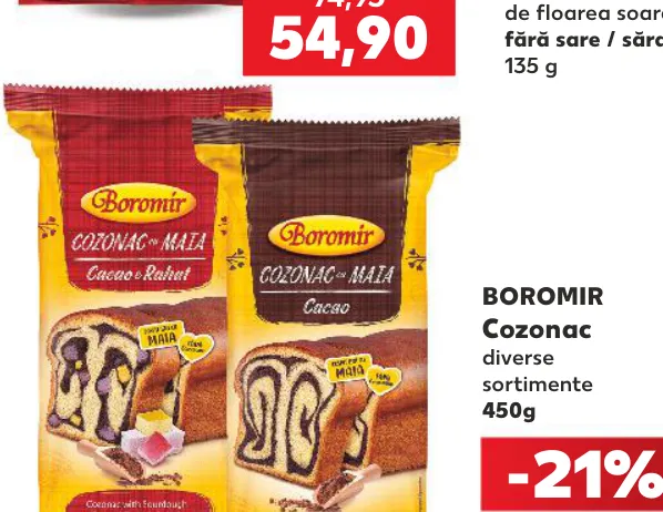 BOROMIR Cozonac, diverse sortimente, 450 g