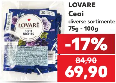 Чай LOVARE, в ассортименте, 75–100 г