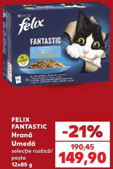 FELIX FANTASTIC Влажный корм, деревенский выбор / рыба, 12 × 85 г