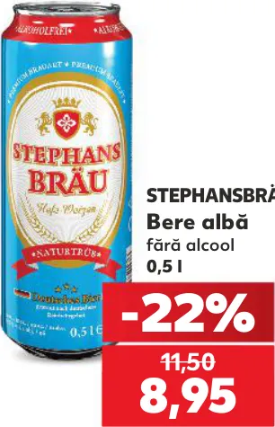 STEPHANSBRÄU Bere albă fără alcool, 0,5 l