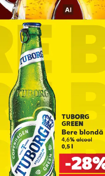 Светлое пиво TUBORG GREEN, 4,6% алкоголя, 0,5 л