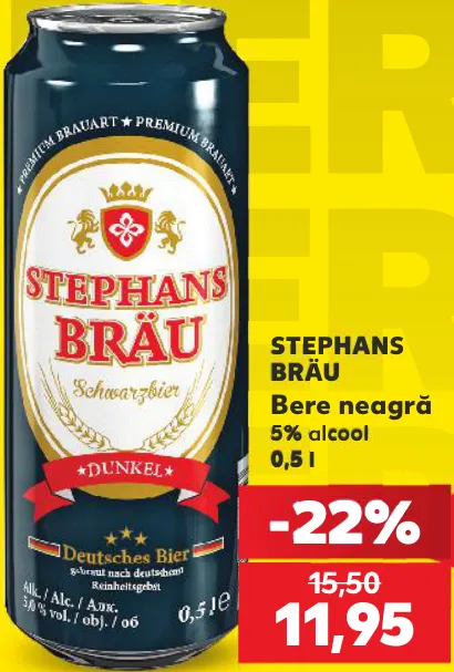 STEPHANS BRÄU Bere neagră, 5% alcool, 0,5 l
