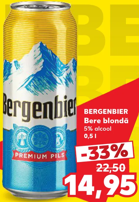 BERGENBIER Светлое пиво, 5% алкоголя, 0,5 л