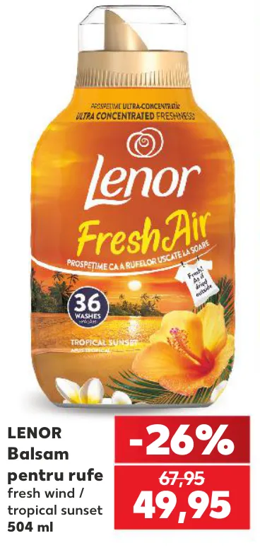 LENOR, кондиционер для белья Fresh Wind / Tropical Sunset, 504 мл