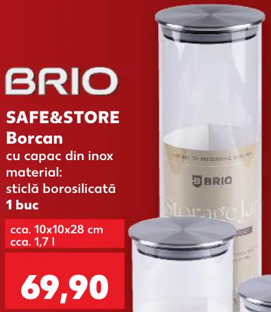 BRIO SAFE&STORE, банка с крышкой из нержавеющей стали, материал: боросиликатное стекло, 1 шт.