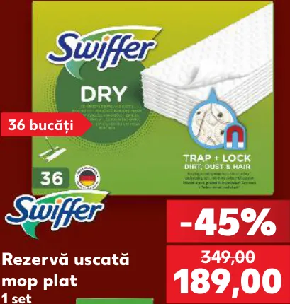 Сухие сменные салфетки для плоской швабры Swiffer, 36 шт.
