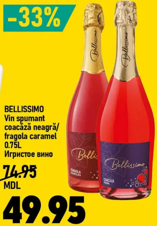 BELLISSIMO Vin spumant coacăză neagră / fragola caramel, 0.75 L