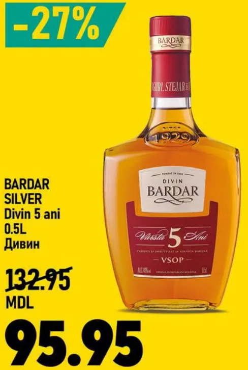 BARDAR SILVER Divin 5 ani, 0.5 L