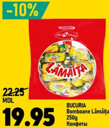 BUCURIA Bomboane Lămâița, 250 g