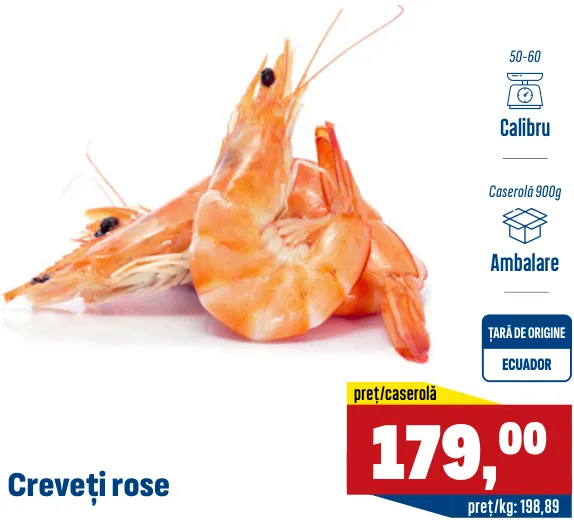 Розовые креветки 900 г