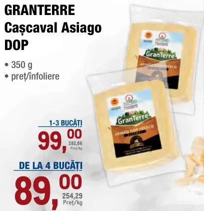 GRANTERRE Cașcaval Asiago DOP, 350 g