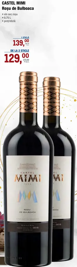 CASTEL MIMI Vin sec roșu Roșu de Bulboaca, 0,75 L