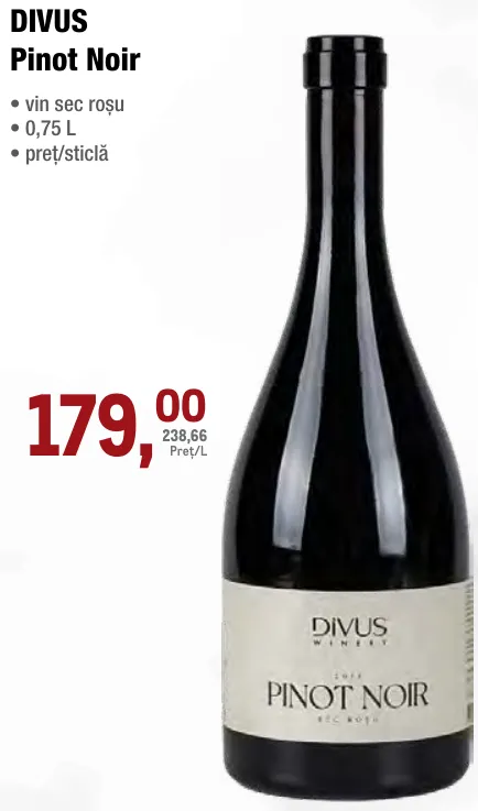 DIVUS Pinot Noir, vin sec roșu, 0,75 L