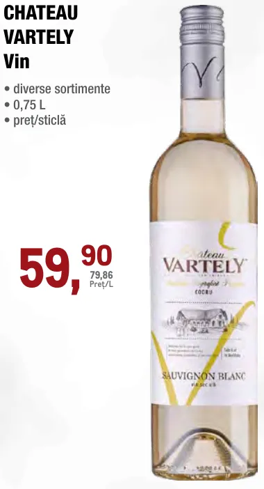 Vin CHATEAU VARTELY, diverse sortimente, 0,75 L