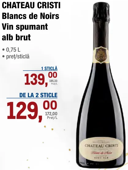 CHATEAU CRISTI Blancs de Noirs — vin spumant alb brut, 0,75 L