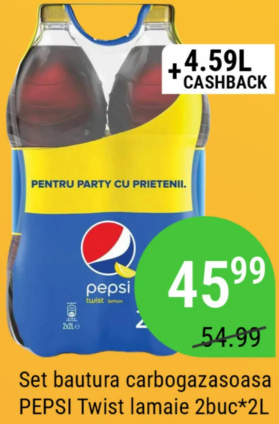 Set de băuturi carbogazoase PEPSI Twist lămâie, 2 buc. × 2 L