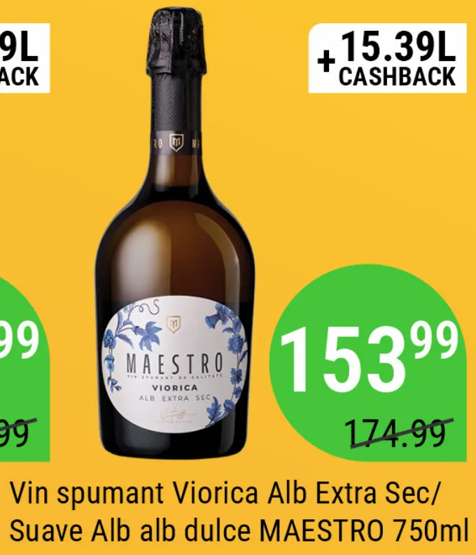 Vin spumant Viorica Alb Extra Sec/Suave Alb dulce MAESTRO, 750 ml