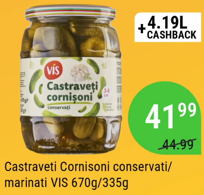 VIS Огірки-корнішони консервовані / мариновані, 670 g / 335 g