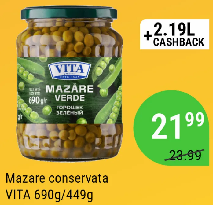 VITA Mazăre conservată, 690 g / 449 g