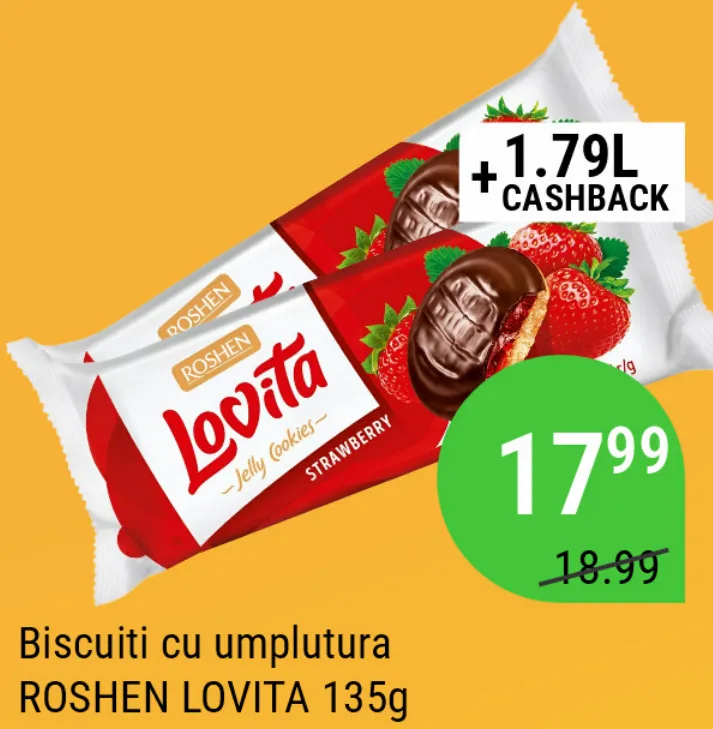 Biscuiți cu umplutură ROSHEN LOVITA, 135 g