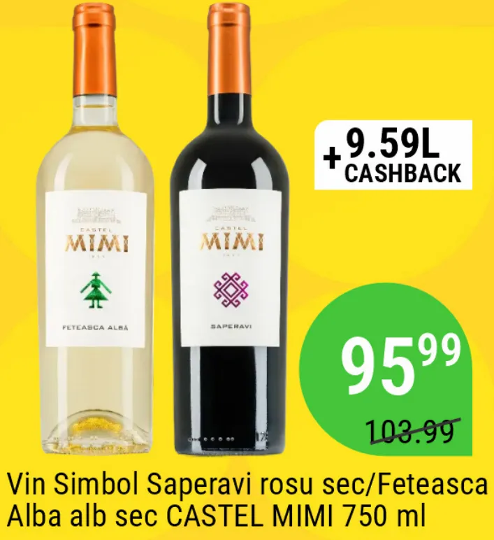 Vin Simbol Saperavi roșu sec/Feteasca Alba alb sec CASTEL MIMI, 750 ml