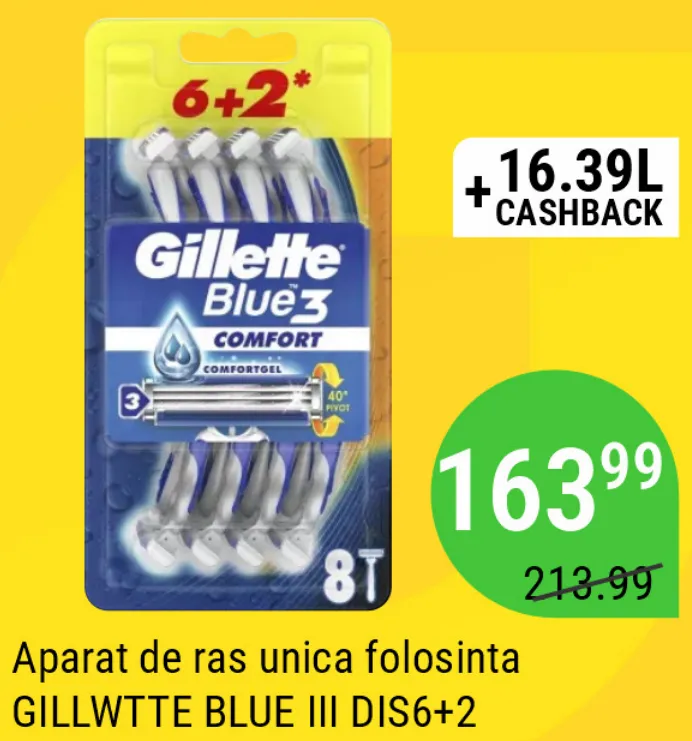 Aparate de ras de unică folosință GILLWTTE BLUE III DIS6+2