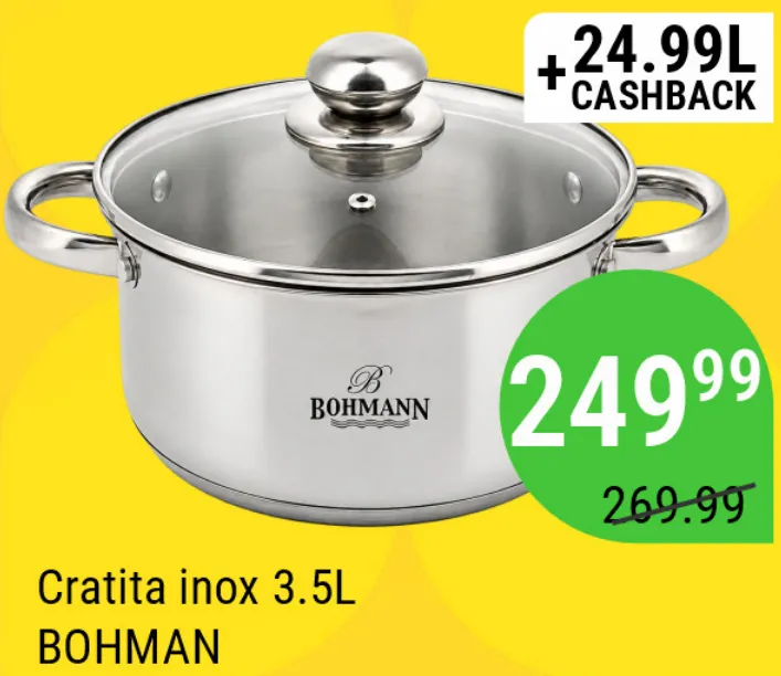 Cratiță din inox BOHMAN, 3,5 l