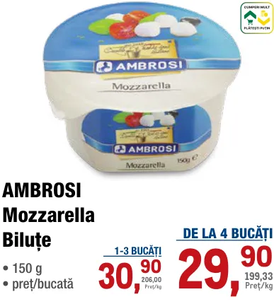 AMBROSI Mozzarella Biluțe, 150 g