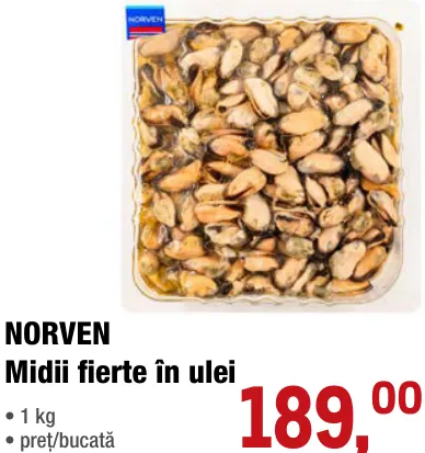 NORVEN Варёные мидии в масле, 1 кг