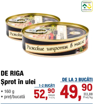 DE RIGA Șprot în ulei, 160 g
