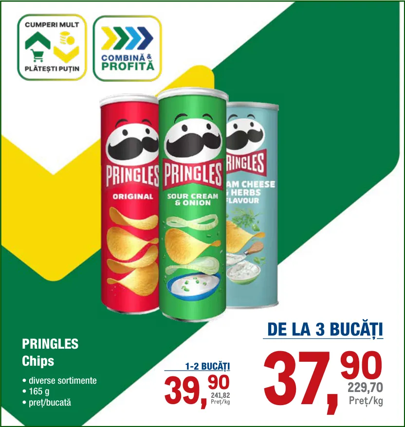 Chips PRINGLES, 165 g