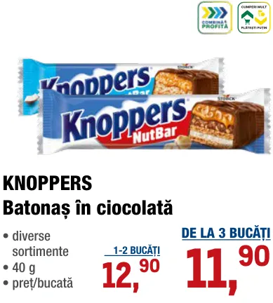 Batonaș în ciocolată KNOPPERS, 40 g