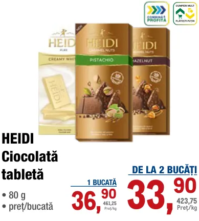 Ciocolată tabletă HEIDI, 80 g