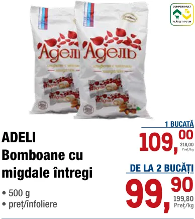 Bomboane cu migdale întregi ADELI, 500 g