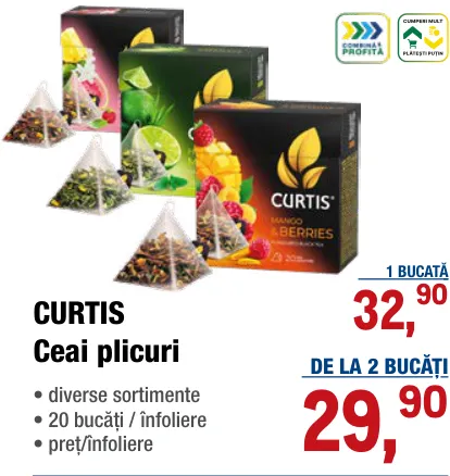 CURTIS ceai la pliculețe, 20 bucăți/înfoliere