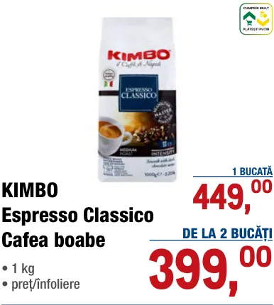 KIMBO Espresso Classico cafea boabe, 1 kg