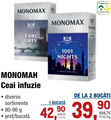 MONOMAH ceai pentru infuzie, 80–90 g