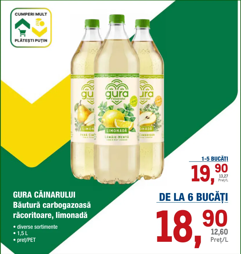 GURA CĂINARULUI Băutură carbogazoasă răcoritoare, limonadă 1,5 L