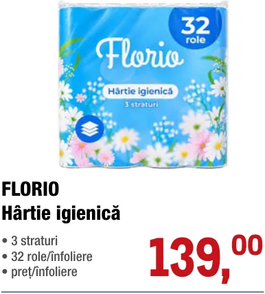 Туалетний папір FLORIO, 32 рулони