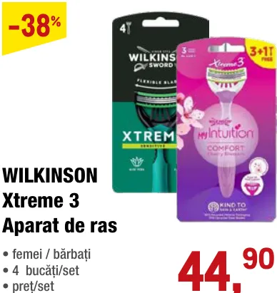 Бритвенные станки Xtreme 3 WILKINSON, 4 штуки/набор