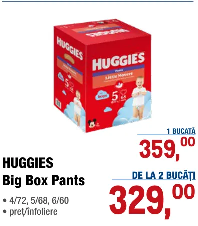 HUGGIES Big Box Pants scutece-chiloțel 4/72; 5/68; 6/60