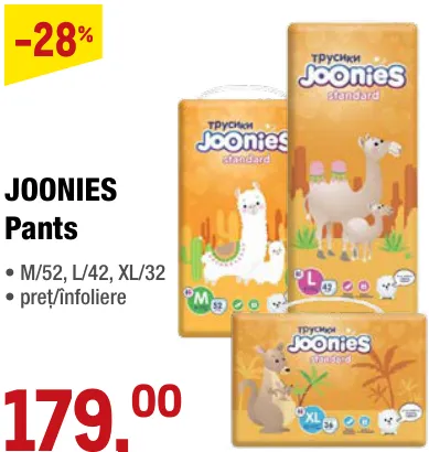 JOONIES Pants scutece-chiloțel M/52; L/42; XL/32