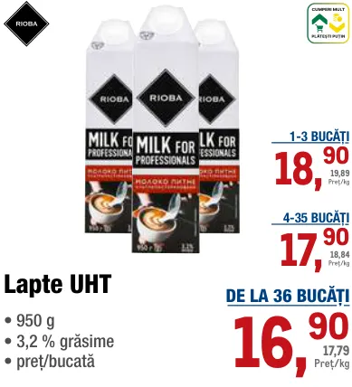 Lapte UHT RIOBA, 950 g