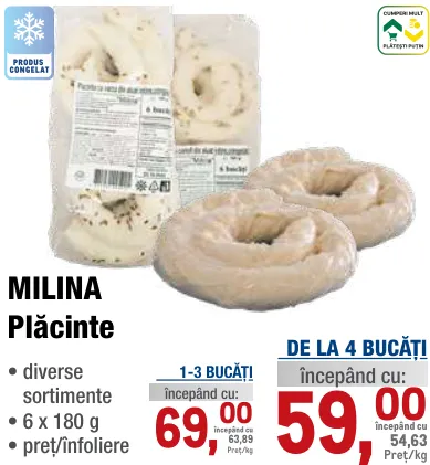 Plăcinte MILINA, 6 × 180 g