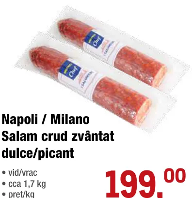 METRO Chef Сыровяленая колбаса Napoli / Milano, неострая/острая, около 1,7 кг