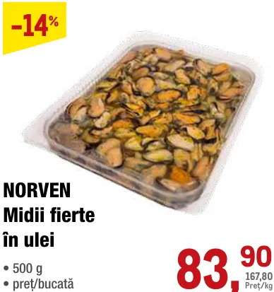 NORVEN Midii fierte în ulei, 500 g