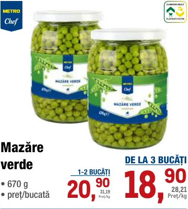 METRO Chef Mazăre verde, 670 g